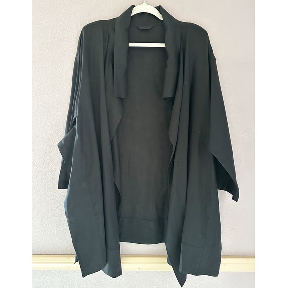 Marie Choi Sweaters - Marie Choi Black Linen Open Front Lagenlook Cardigan‎